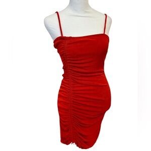 NEW Red ♥️ Slinky Ruched Side Bodycon Dress - M